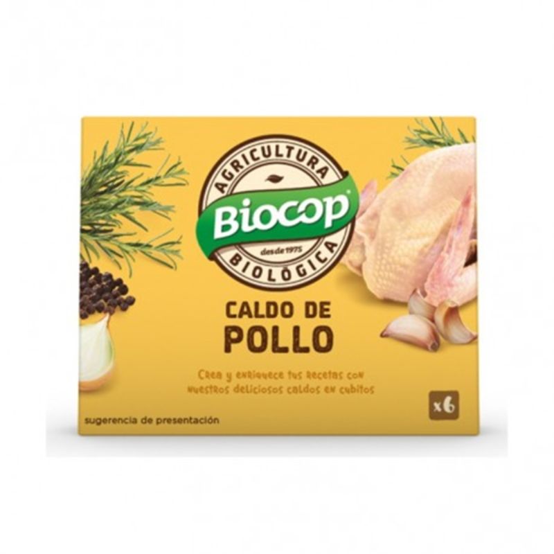 Caldo de Pollo Bio 6 Cubitos (66 g). Biocop