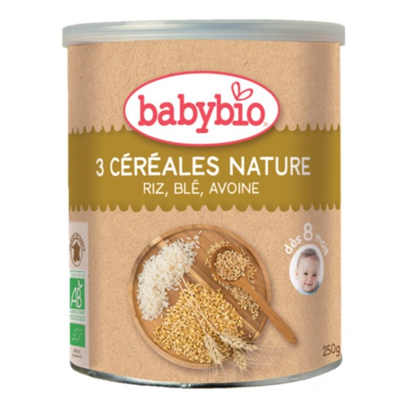 Cereales Infantiles Nature con Arroz, Trigo y Avena Bio 250 g. Babybio