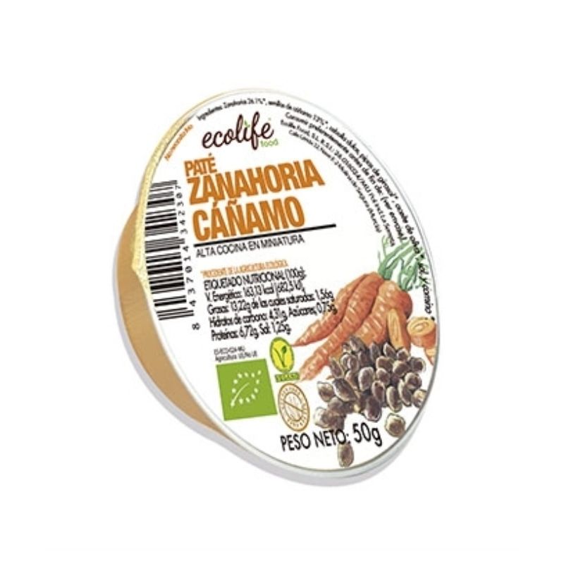 Paté de Zanahoria y Cáñamo Bio 50 g. Ecolife Food