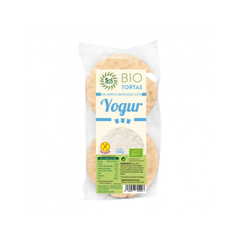 Tortas de Arroz Bañadas con Yogur Bio 100g. Sol Na