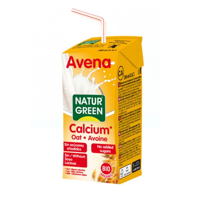 Bebida de Avena con Calcio sin Azúcares Añadidos Bio 200ml. NaturGreen