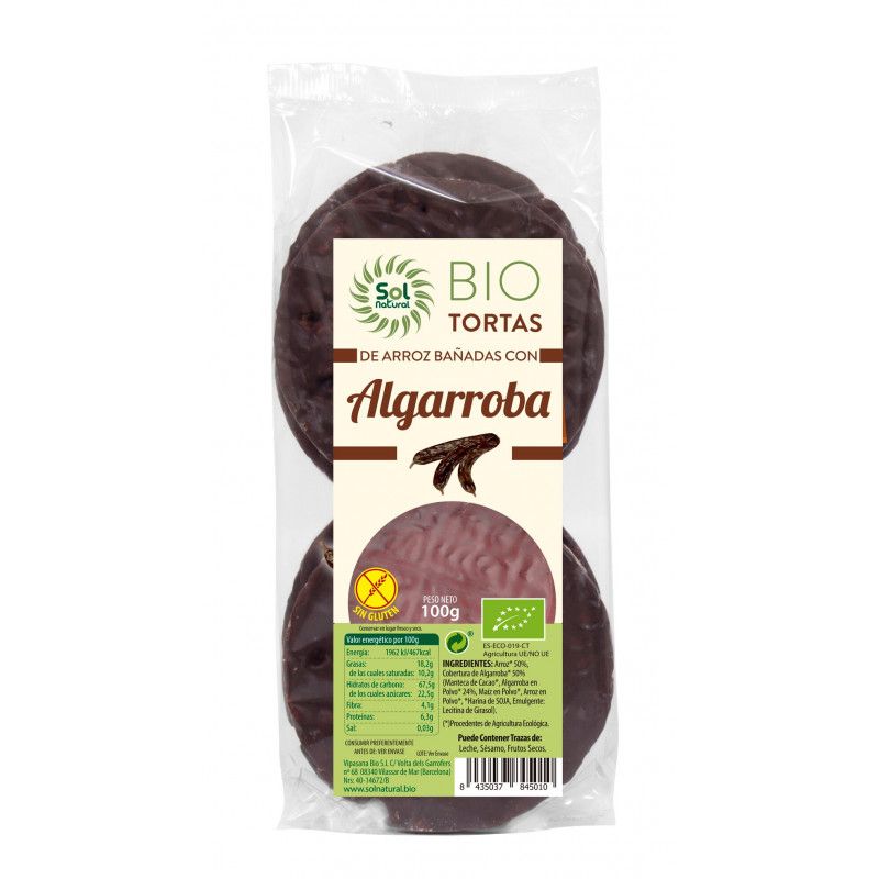 Tortas de Arroz Bañadas con Algarroba Bio 100 g. S